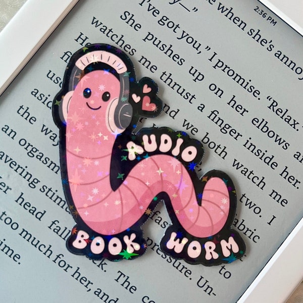 Audio Bookworm Holographic Sticker