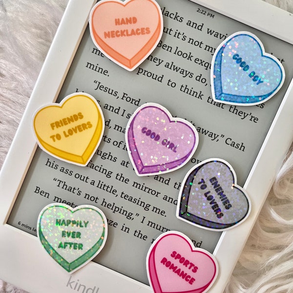 Glitter/Matte Candy Heart Romance Tropes and Tags Sticker