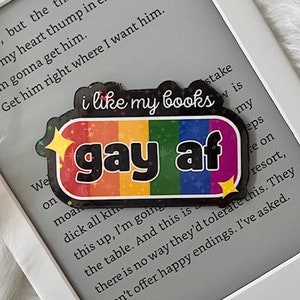 Me gustan mis libros Gay AF pegatina holográfica