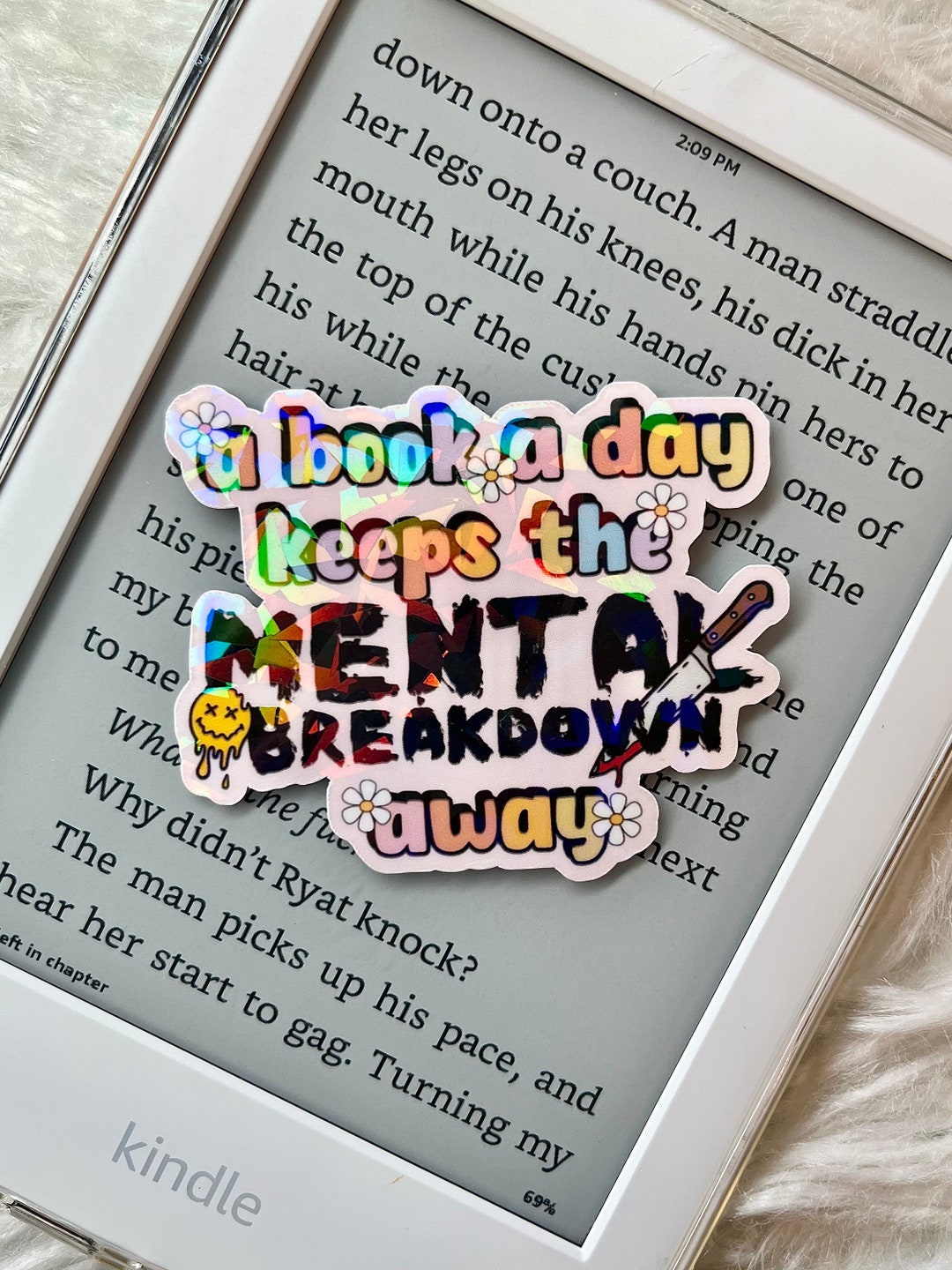A Book A Day Keeps the Mental Breakdown Away Holographic - Etsy