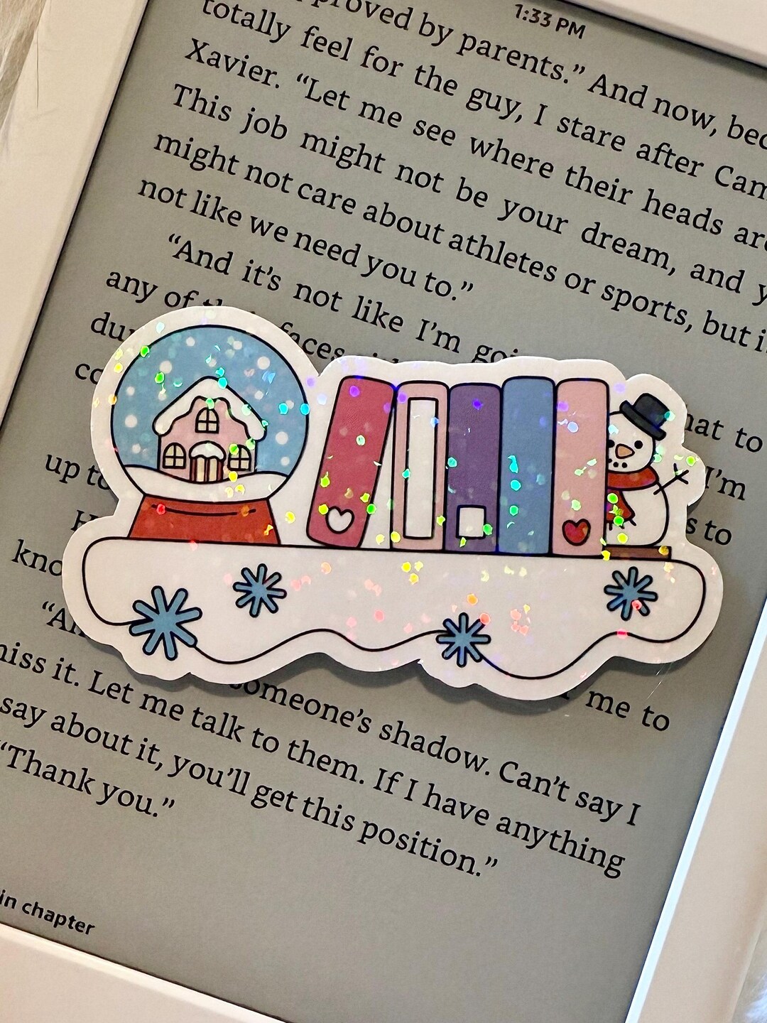 Christmas/winter/snowy Books on Shelf Holographic Sticker - Etsy