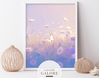 Pastel Butterfly Meadow Nursery Art: Whimsical Baby Room Decor (Digital Download)