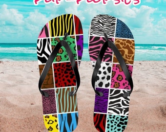 Animal Print Unisex Flip Flops Stylish Summer Sandals Beach Ready with Unique Bold Design Summer Vacation Shower Pedicure Pool Ocean