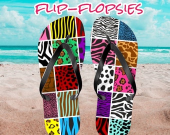 Animal Print Unisex Flip Flops Stylish Summer Sandals Beach Ready with Unique Bold Design Summer Vacation Shower Pedicure Pool Ocean