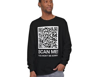Scan Me QR Code Langarm-T-Shirt: Lustiges Tech-Shirt