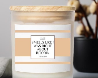 Bitcoin Victory Candle: Frosted Glass Soy Blend, Crypto Gift