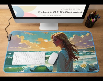 Woman On The Beach Desk Mat, Aesthetic Desk Accessory, Cute Workspace, Girl Desk, Boho Chic, Desk Topper, Fun Desk Pad, Office Desk Decor
