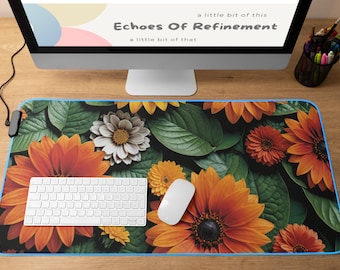 Giant Floral Desk Mat, Aesthetic Desk Accessory, Cute Workspace, Girl Desk, Boho Chic, Desk Topper, Fun Desk Pad, Office Desk Decor
