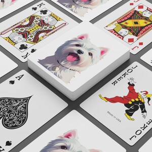 Smiling Westie Paws & Play: mazzo di carte da gioco personalizzato per gli amanti dei cani Poker Hearts, gin, ramino, pazienza, solitario, picche, Crazy Eights