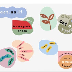 Sobriety AA 12 Step Slogan Sayings Sticker Sheet 8 designs Kisscut Recovery Support Gift Sticker NA 12 Step Clean And Sober Recovery Gifts |