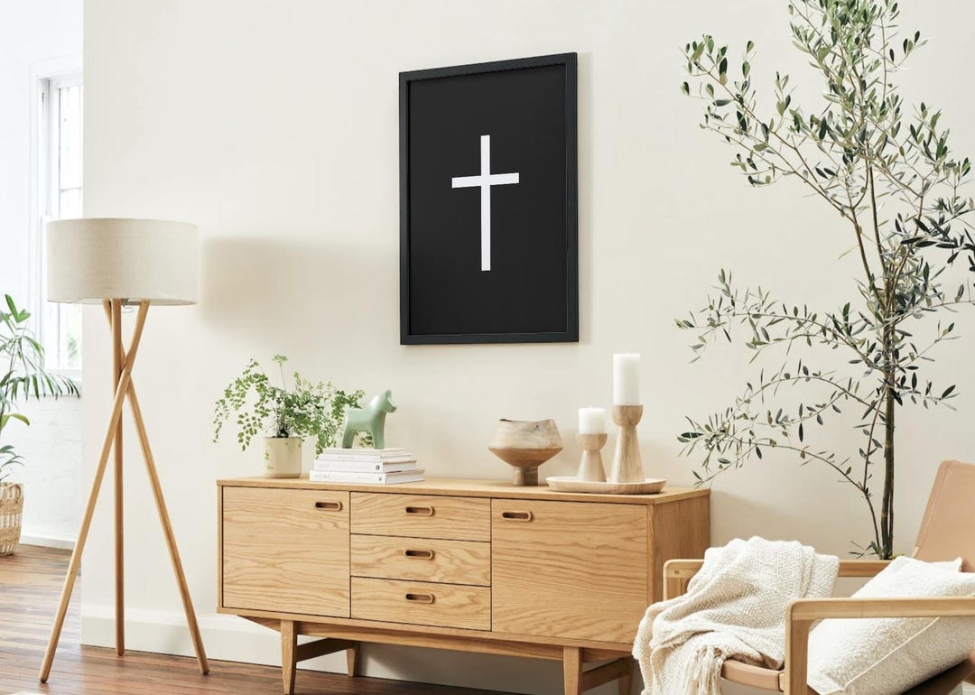 Minimalist White Cross Wall Art – Modern Christian Printable PDF ...