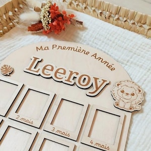 Pancarte Ma Première Année - Photo souvenir - Bébé - Lion - Cadeau naissance