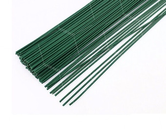 Florist Wire Green Plastic Coated 22 gauge 0.7 x 225mm 9" 100 pcs