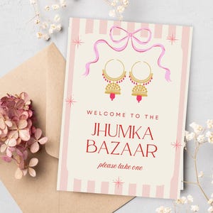 What Jhumka Sign, Jhumka Bar Sign, Indian Jewelry Bazaar Sign, Mehndi Decor, Dholki Table Decor, Bangle Station, Indiase bruiloft, Jaggo Haldi