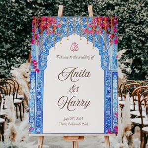 Custom Indian Wedding Welcome Sign Printable Wedding Sign for Hindu/Sikh Ceremony, Anand Karaj Signage, Mehendi Decor, Sign for Mehndi Haldi