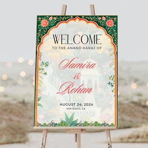 Anand Karaj Wedding Welcome Sign, Sangeet Entrance Signage, Haldi Sign, Mehndi Decor for Indian Wedding, Jaggo, Choora Ceremony, Maiyaan