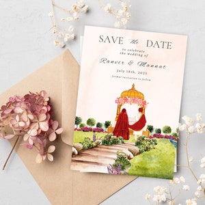 Sikh Save the Date, Punjabi Rokha-aankondigingskaart, afdrukbare sjabloon huwelijksuitnodiging, digitale sikh Punjabi Anand Karaj huwelijksevite