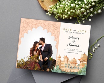 Indian Wedding Invitation Template, Destination Wedding Jaipur India, Hindu Wedding Card, Save the Date Evite, Digital Wedding Card, Canva