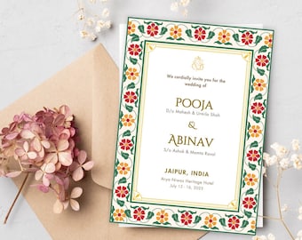 Indian Wedding Invitation, Indian Wedding Electronic Invite, Hindu Wedding Evite, Digital Download, South Indian Wedding Card Template Canva