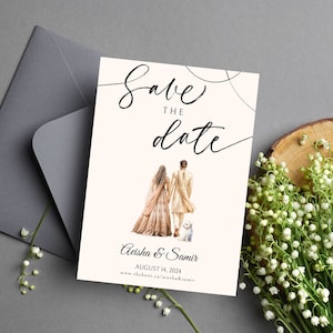 Retenez cette date, Faire-part de mariage indien élégant, Cartes de mariage indien, Anand Karaj, Faire-part de mariage hindou, Carte de l'Inde du Sud, Toile
