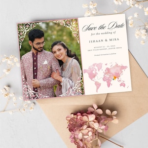 Modèle de faire-part de mariage indien, mariage à destination de l'Inde, carte de mariage hindou, Punjabi Save the Date Evite, carte Nikkah, Inde du Sud