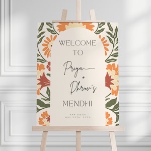 Mehndi Decor Mehndi Sign Mehndi Welcome Sign for Indian Weddings Custom Mehndi Signs Haldi Welcome Sign Haldi Decor Sign Editable Template