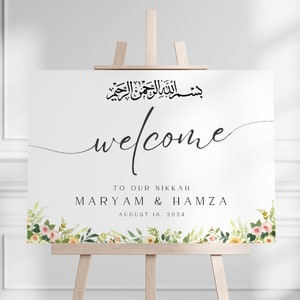 Nikkah Welcome Sign, Wedding Welcome Sign, Islamic Wedding Sign, Islamic Welcome Sign for Nikkah Ceremony, Engagement Welcome Sign Template