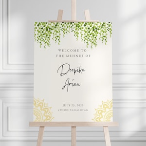 Mehndi Welcome Sign Mehndi Decor Mehndi Poster for Indian Weddings Indian Wedding Decor Editable Wedding Welcome Sign Bridal Shower Sign