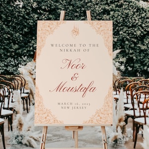 Nikkah Welcome Sign, Islamic Wedding Board, Personalized Walimah Signage, Islamic Wedding, Muslim Wedding, Welcome Board Nikkah Decor, Canva