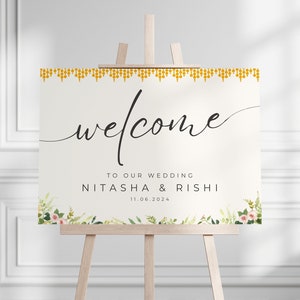 Indian Wedding Welcome Sign Template Welcome To Our Wedding Indian Sign Indian Wedding Decor Sangeet Welcome Custom Sign Digital Download