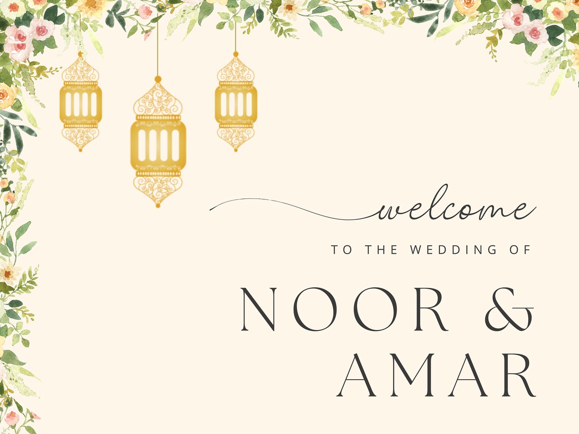 Nikkah Sign Indian Wedding Welcome Sign Template Boho Indian Welcome ...