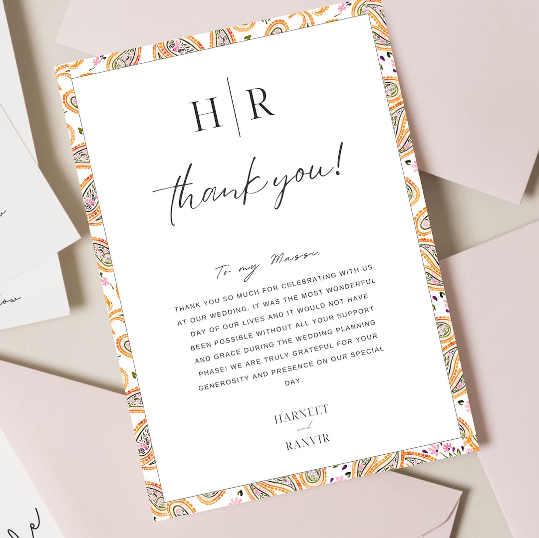 Thank You Wedding Cards, Indian Wedding Cards, Personalised Wedding