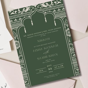 Digitale moslim bruiloft uitnodiging sjabloon, elektronische Walima uitnodigen, Nikkah uitnodigingskaart, islamitische Walima bewerkbare receptie, Nikah Evite