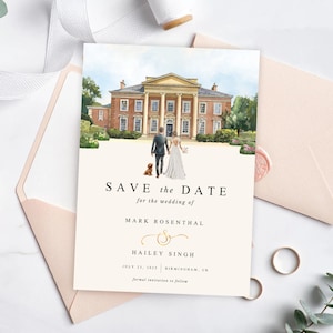 Invitación de boda personalizada con lugar de acuarela, plantilla de tarjeta editable, papelería de boda moderna, descarga INSTANTÁNEA, bricolaje guardar la fecha