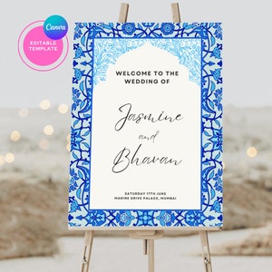 Wedding entrance sign, Welcome to our wedding sign, Indian wedding poster, Bridal shower sign, Mehndi decor, Haldi decor, Dholki sign, Canva