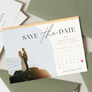 Cartões RSVP para casamento, modelo de reserva de data, reserva de data indiana, download digital, modelo editável, cartão de casamento minimalista, calendário