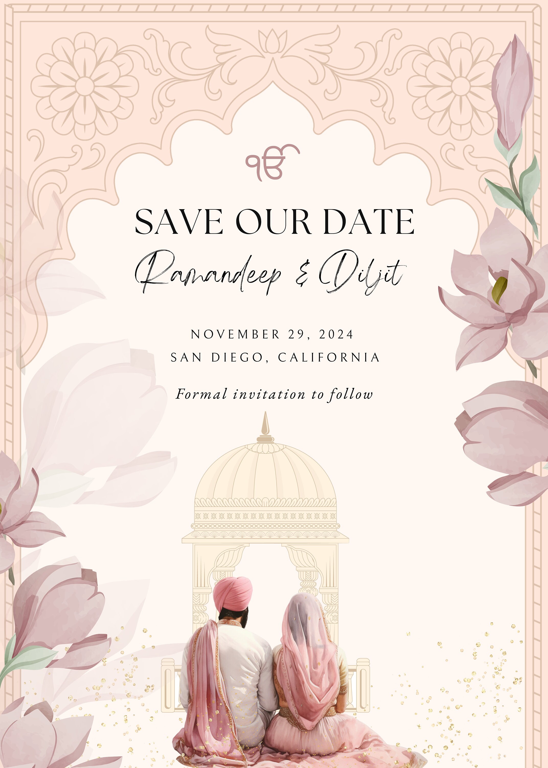Indian Save the Date Card Template, Anand Karaj Wedding Invitation ...