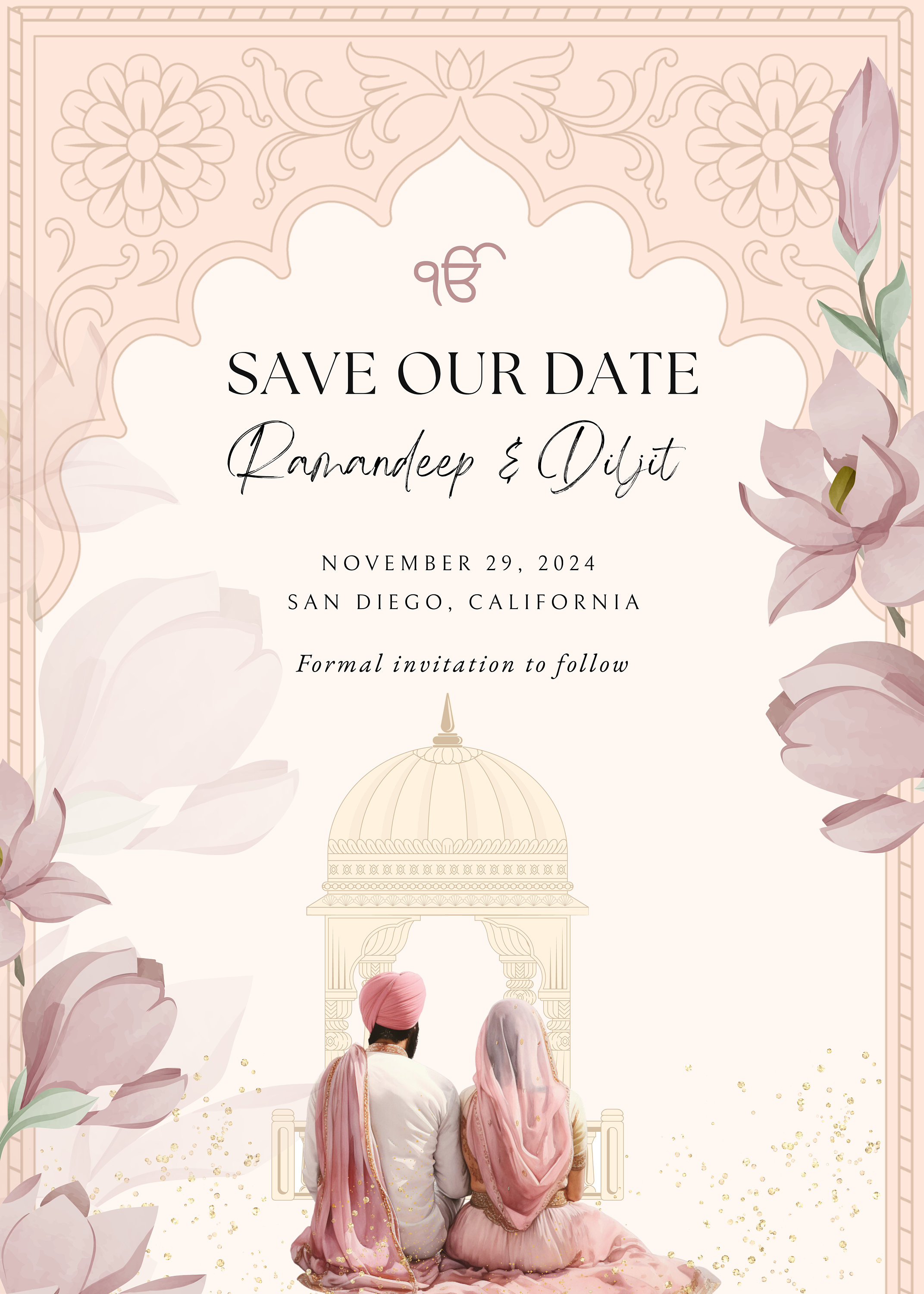 Indian Save the Date Card Template, Anand Karaj Wedding Invitation ...