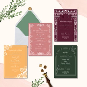 Conjunto de modelos de convite de casamento Sikh, convite de cartão de casamento Anand Karaj, Maiyaan, Jaggo, Haldi, convite Mehendi, semana de casamento Punjabi, editável