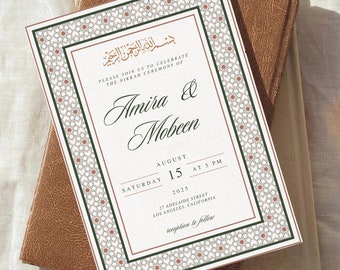 Digital Muslim Wedding Invitation Template, Digital Nikkah Invite, Electronic Walima Invite, Nikkah Invitation Card, Canva Digital Download