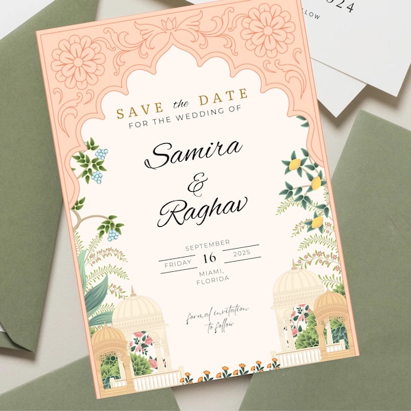 Customizable Indian Wedding Invitation, Royal Indian Wedding Card Template, Save the Date, Sikh Invitation Bundle, Hindu Wedding Anand Karaj