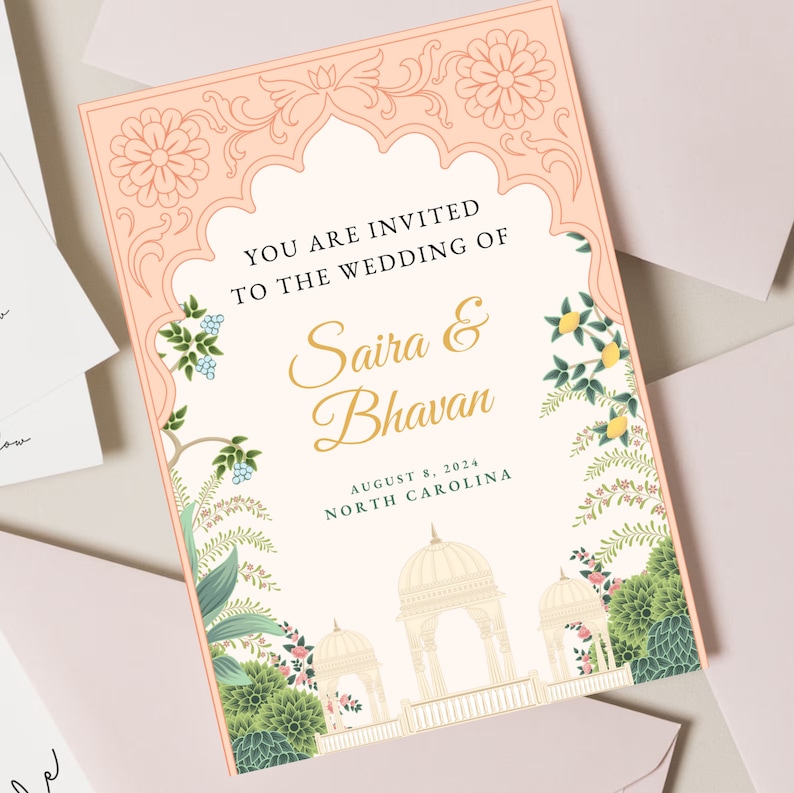 Indian Wedding Invitation Template, Digital Indian Wedding Cards