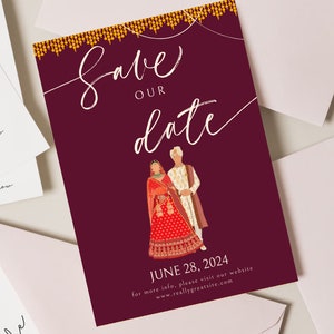 Convites de casamento indianos editáveis, convites de casamento hindus, download instantâneo, cartões de casamento sikh, salve as datas minimalistas, evite móvel