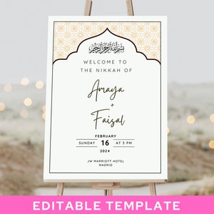 Nikkah Wedding Welcome Sign for Islamic Wedding, Nikkah Wedding Sign, Islamic Wedding Sign, Modern Nikkah Sign, Nikkah Decor Canva Template