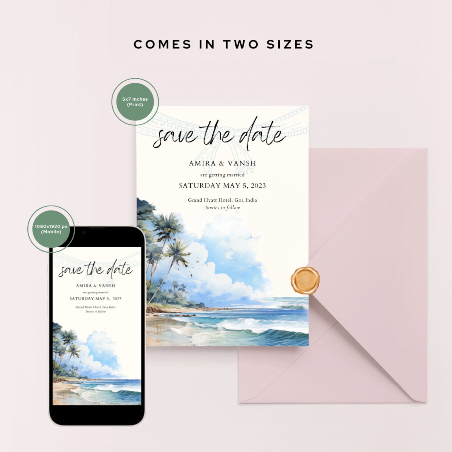 Tropical Beach Save the Date Template, Goa Indian Wedding Invitation ...