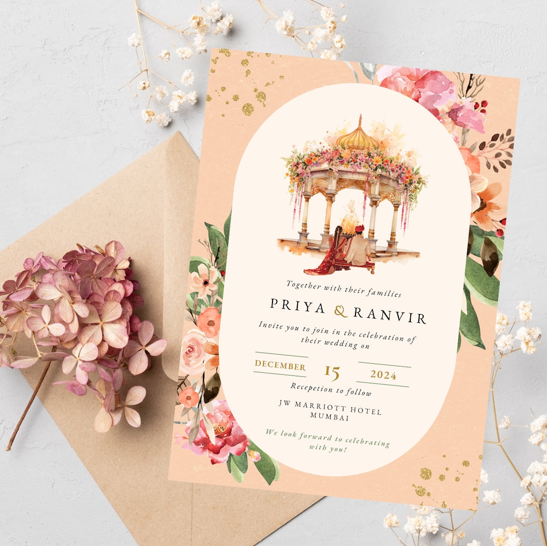 Save The Date Indian Wedding Templates Free Indian Wedding Invitation Template, Digital Hindu Wedding Save the Date