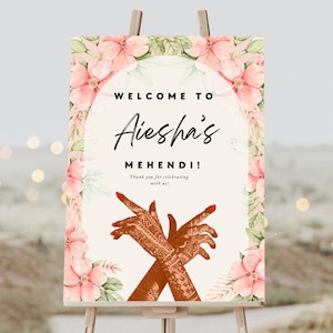 Mehendi Welcome Sign, Simple Mendhi Welcome Sign, Mehendi Poster, Mehndi Decor, Mehndi Decorations, Indian Weddings, Mendhi Welcome Sign