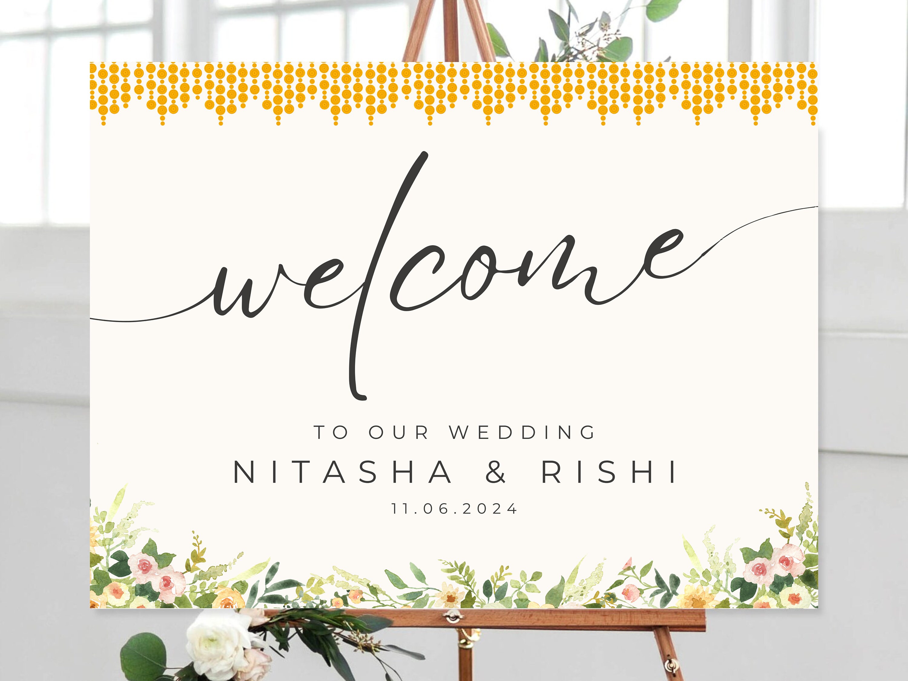 Indian Wedding Welcome Sign Template Welcome to Our Wedding Indian Sign ...