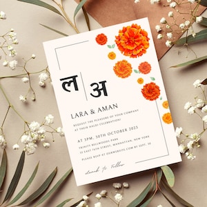 Conjunto de convites de casamento, convites de casamento indianos, cartões de casamento indianos, convites Mehndi e Haldi, convites eletrônicos de casamento, Canva