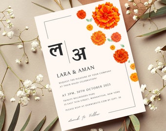 Wedding Invitation Set, Indian Wedding Invitation, Indian wedding cards, Mehndi and Haldi Invitations, Wedding Electronic Invitations, Canva